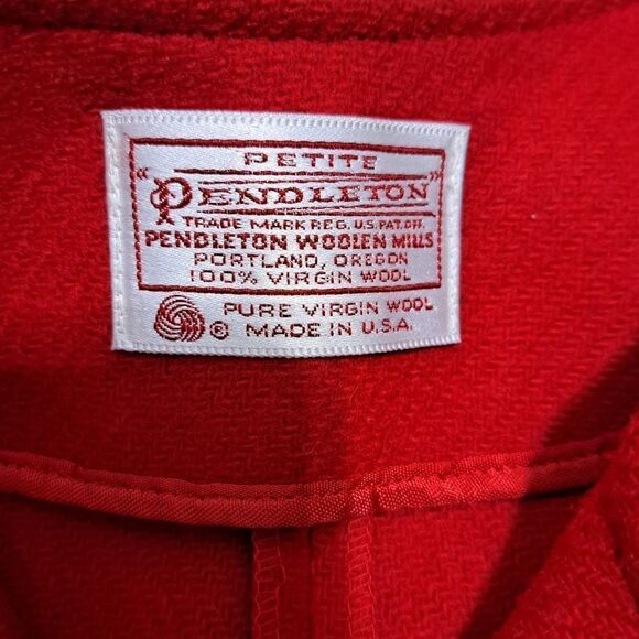 Vintage Pendleton Virgin Wool Cropped Jacket Red Size 14 - Picture 6 of 16